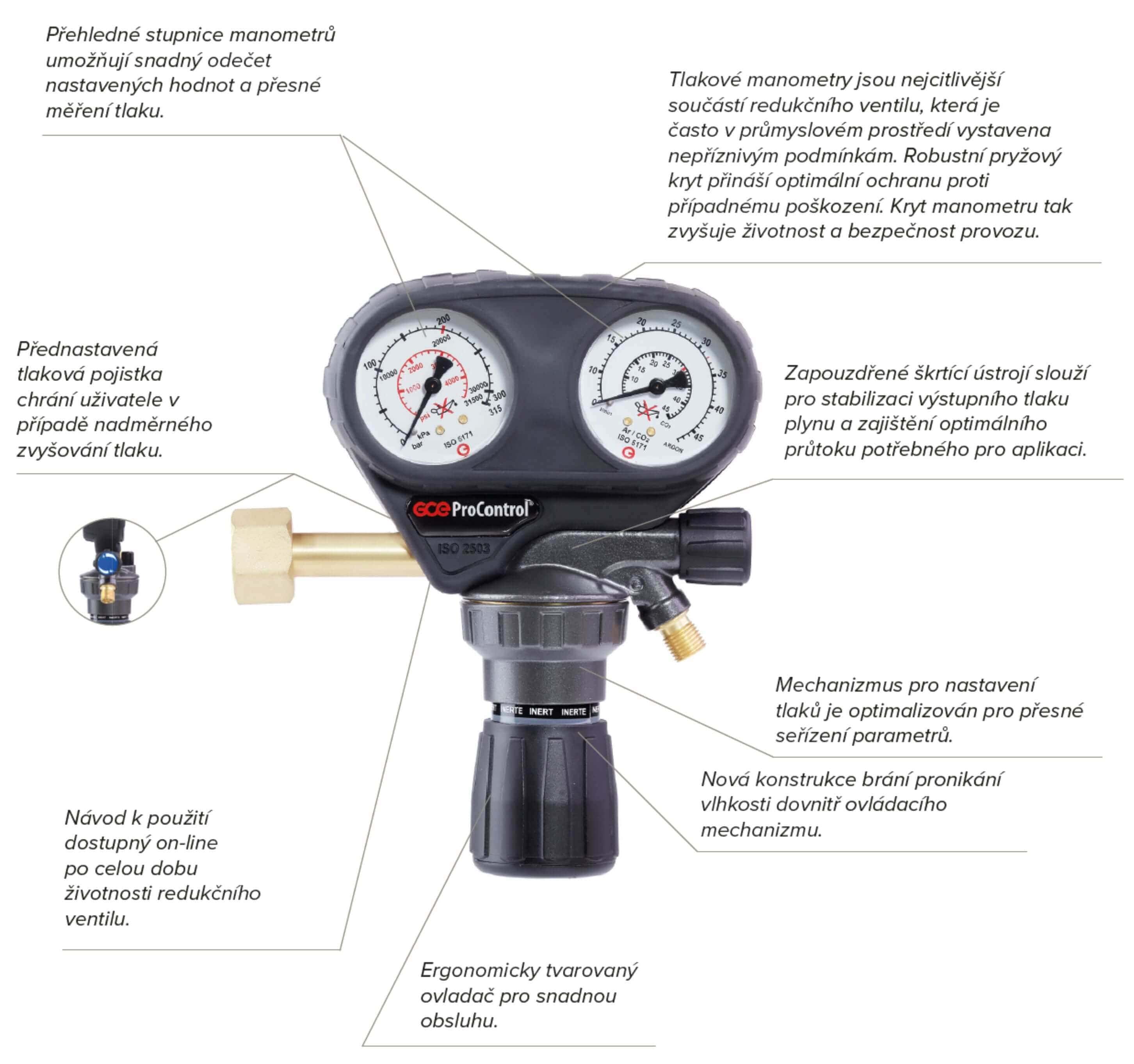 Redukční ventil pro Kyslík - extra kvalitní